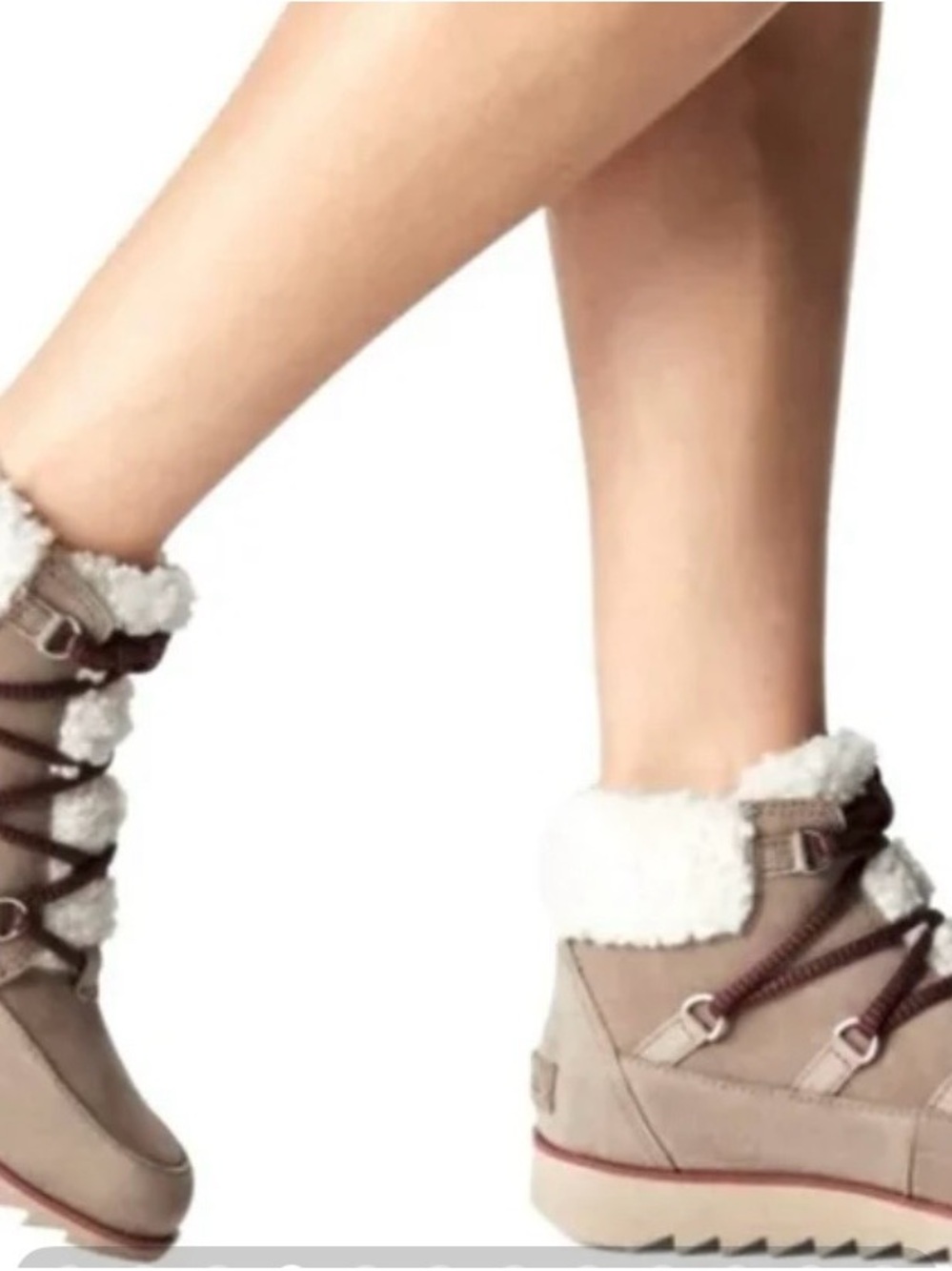 Sorel Harlow Lace up Cozy Waterproof Suede Sherpa-Lined Winter Ankle Boots NWOT